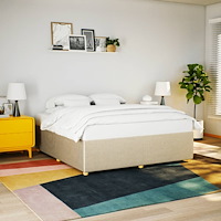 vidaXL Sängram utan madrass gräddvit 200x200 cm tyg