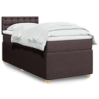 vidaXL Ramsäng med madrass mörkbrun 90x190 cm tyg