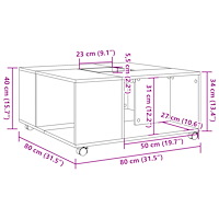 vidaXL Soffbord vit 80x80x40 cm konstruerat trä