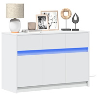 vidaXL Tv-bänk med LEDs vit 91x34x61 cm konstruerat trä