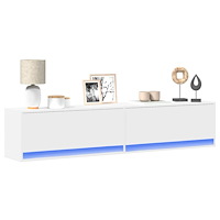 vidaXL Väggmonterad tv-bänk LEDs vit 180x31x38 cm