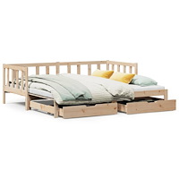 vidaXL Dagbädd utdragbar med lådor utan madrass 90x190 cm