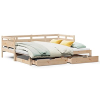 vidaXL Dagbädd utdragbar med lådor utan madrass 90x190 cm