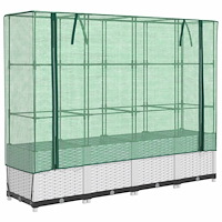 vidaXL Odlingslåda med växthusöverdrag rottinglook 160x40x138 cm