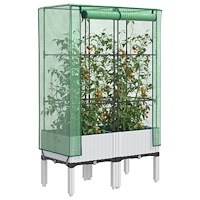 vidaXL Odlingslåda med växthusöverdrag rottinglook 80x40x140 cm