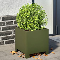 vidaXL Trädgårdskrukor 2 st olivgrön 30x30x30 cm stål