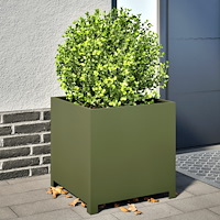 vidaXL Trädgårdskruka olivgrön 50x50x50 cm stål