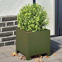 vidaXL Trädgårdskruka olivgrön 30x30x30 cm stål
