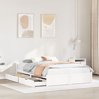 vidaXL Sängram utan madrass vit 135x190 cm massiv furu