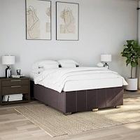 vidaXL Sängram utan madrass mörkbrun 140x200 cm tyg