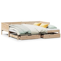 vidaXL Dagbädd utdragbar med lådor utan madrass 80x200 cm