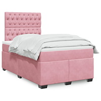 vidaXL Ramsäng med madrass rosa 120x190 cm sammet
