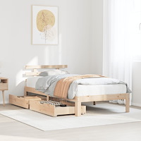 vidaXL Sängram med lådor 75x190 cm massivt furu