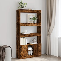 vidaXL Högskåp rökfärgad ek 92x33x180 cm konstruerat trä