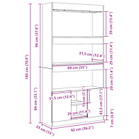 vidaXL Högskåp sonoma-ek 92x33x180 cm konstruerat trä