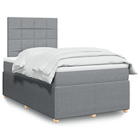 vidaXL Ramsäng med madrass ljusgrå 120x190 cm tyg