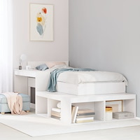 vidaXL Sängskåp med skrivbord vit 232x122x75 cm massiv furu