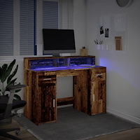 vidaXL Skrivbord med LED gammalt trä 120x55x91 cm konstruerat trä
