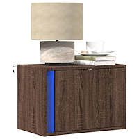 vidaXL Väggmonterade sängbord med LED-lampor 2 st brun ek