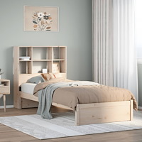 vidaXL Säng med bokhylla utan madrass 90x190cm massiv furu