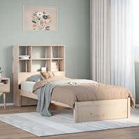 vidaXL Säng med bokhylla utan madrass 90x200cm massiv furu