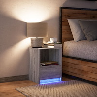 vidaXL Sängbord med LED-lampor 2 st rökfärgad ek konstruerat trä
