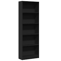 vidaXL Bokhylla svart 60x24x176 cm konstruerat trä