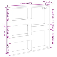 vidaXL Väggskåp gammalt trä 80x15x80 cm konstruerat trä