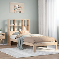 vidaXL Säng med bokhylla utan madrass 90x190cm massiv furu