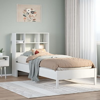 vidaXL Säng med bokhylla utan madrass vit 90x190cm massiv furu