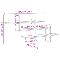vidaXL Vägghylla ek 124,5x18x60,5 cm konstruerat trä