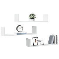 vidaXL Vägghyllor 3 st vit 80x18x18 cm konstruerat trä