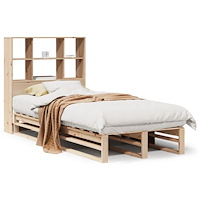 vidaXL Säng med bokhylla utan madrass 90x190 cm massiv trä
