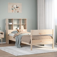 vidaXL Säng med bokhylla utan madrass 90x200cm massiv furu