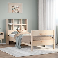 vidaXL Säng med bokhylla utan madrass 90x190cm massiv furu