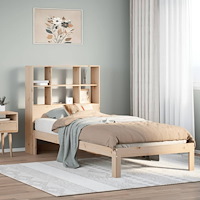 vidaXL Säng med bokhylla utan madrass 90x200cm massiv furu