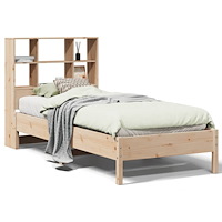vidaXL Säng med bokhylla utan madrass 90x190cm massiv furu