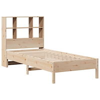 vidaXL Säng med bokhylla utan madrass 90x190cm massiv furu