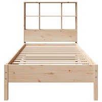 vidaXL Säng med bokhylla utan madrass 90x190cm massiv furu