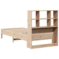 vidaXL Säng med bokhylla utan madrass 90x190cm massiv furu