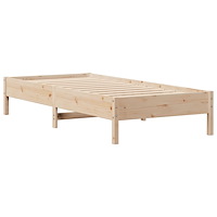 vidaXL Säng med bokhylla utan madrass 90x190cm massiv furu