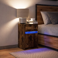 vidaXL Sängbord med LED-lampor rökfärgad ek konstruerat trä