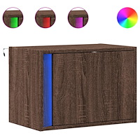 vidaXL Väggmonterat sängbord med LED ljusbrun ek