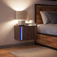 vidaXL Väggmonterat sängbord med LED ljusbrun ek