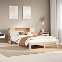 vidaXL Säng med bokhylla utan madrass 120x190 cm massiv furu