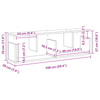 vidaXL Väggskåp 100x20x30 cm grå sonoma konstruerat trä