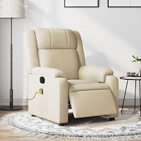 vidaXL Elektrisk massagefåtölj gräddvit tyg