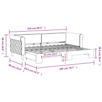 vidaXL Dagbädd utdragbar mörkgrå 80x200 cm sammet