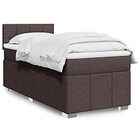 vidaXL Ramsäng med madrass mörkbrun 90x190 cm tyg