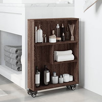 vidaXL Smal förvaringsvagn brun ek 48x13x68 cm konstruerat trä